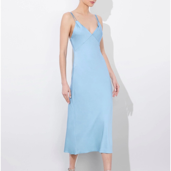 Alice + Olivia Kiro Midi Slip Dress, Mineral Blue - Picture 4 of 10